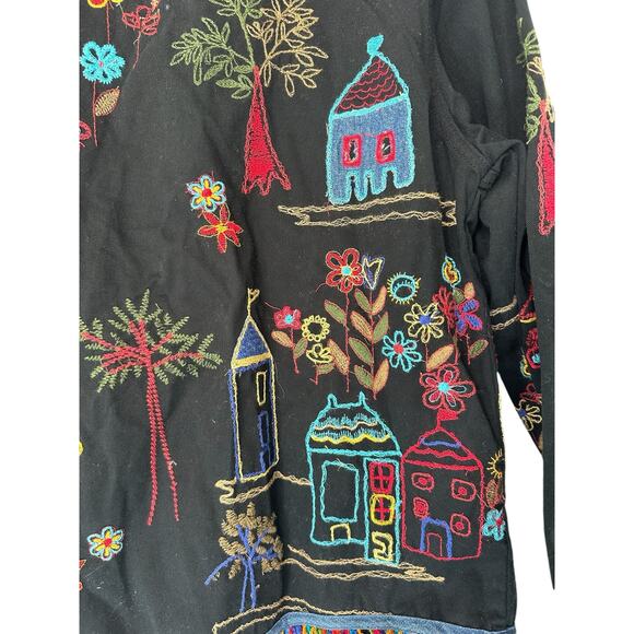 Chico's Multicolor Embroidered Fringe Art to Wear Lightweight Jacket Size Medium - Picture 7 of 12